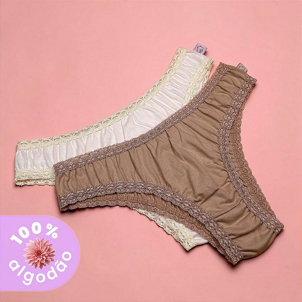 Kit com 2 Tangas Renata com Renda 100% Algodão