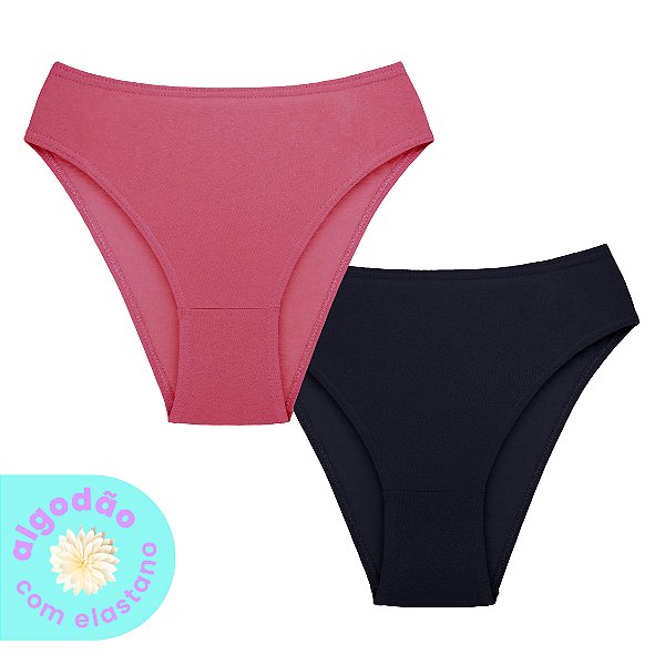 Kit com 2 Tangas Alta Clássica Elástico Embutido