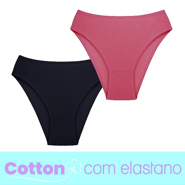 Kit com 2 Tangas Alta Clássica Elástico Embutido