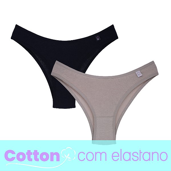 Kit com 2 Tangas Cintura Baixa Cotton com Elastano