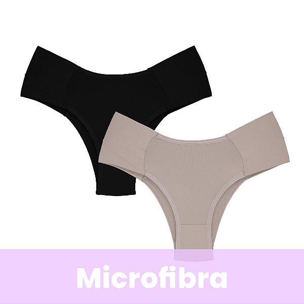 Kit com 2 Calcinhas Lateral Bombom de Microfibra com elastano LYCRA®