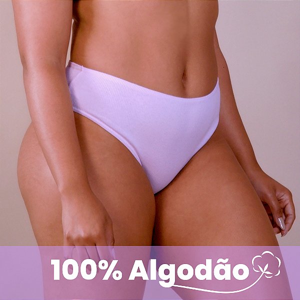 Calcinha Laura Malha Canelada 100% Algodão com Elástico Embutido