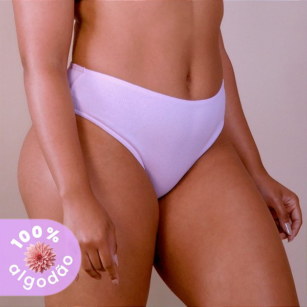 Calcinha Laura Malha Canelada 100% Algodão com Elástico Embutido