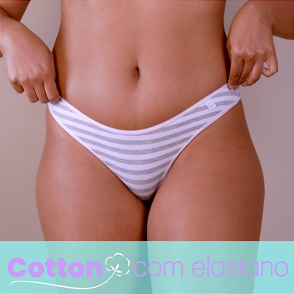 Tanga Cintura Baixa Estampada Cotton com Elastano
