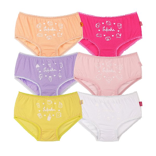 Kit com 6 Calcinhas de babadinho 100% Algodão