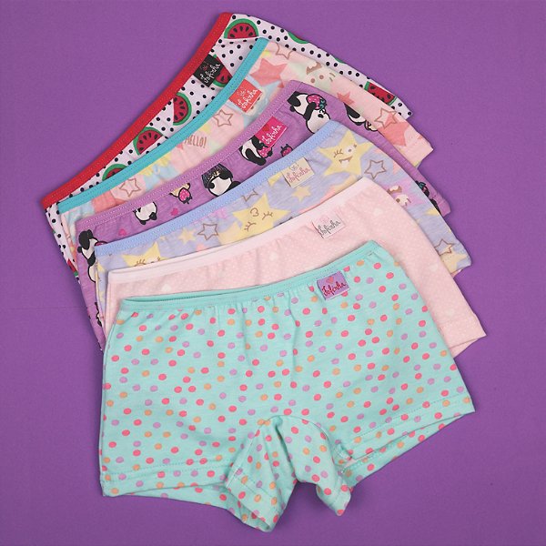 Kit com 6 Calcinhas Boxer Infantil