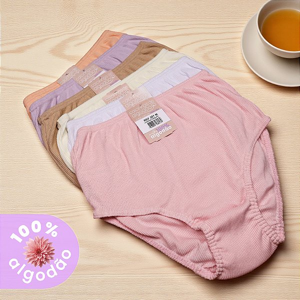 Kit com 6 Calçolas Caneladas 100% Algodão