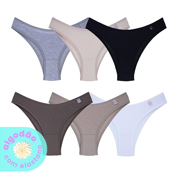 Kit com 6 Tangas Cintura Baixa Algodão com Elastano