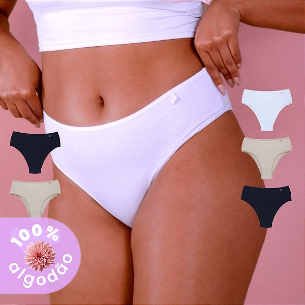 Kit com 6 Tangas Básicas Mari 100% Algodão