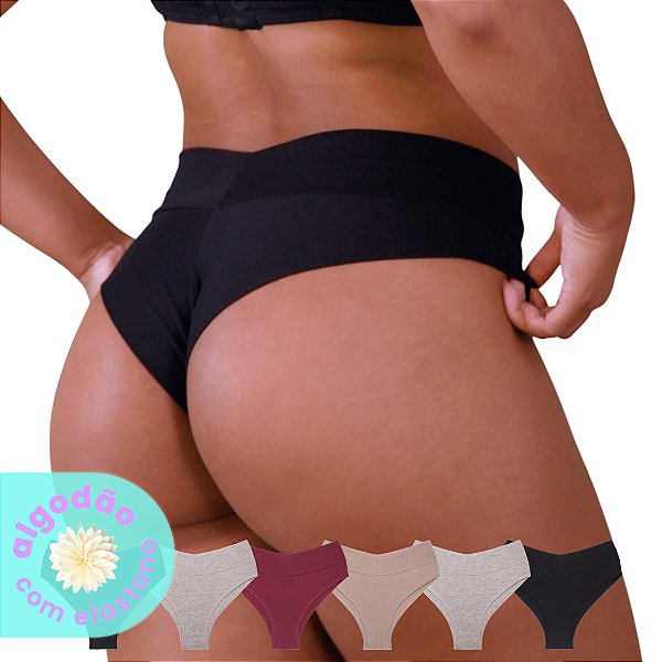 Kit com 6 Calcinhas Sofia Fio Duplo no Bumbum