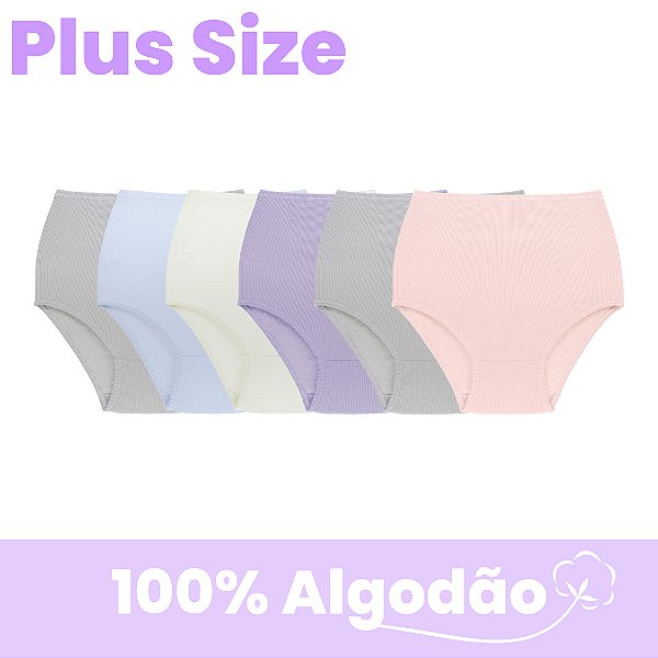 Kit com 6 Calçolas Canelada Plus Size 100% Algodão
