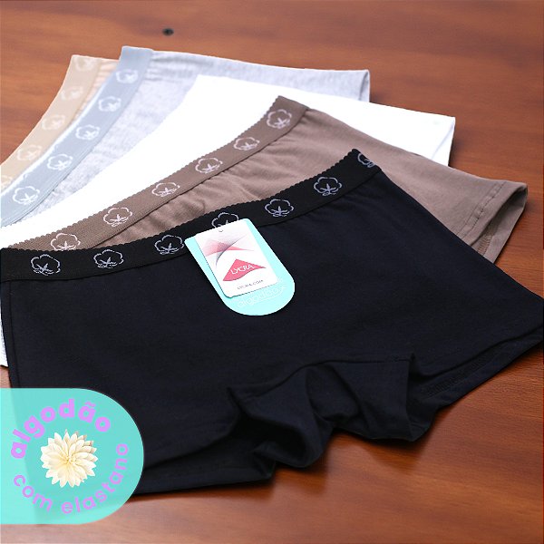 Kit com 6 Calcinhas Boxer Feminina Algodão com Elastano