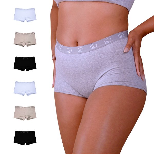Kit com 6 Calcinhas Boxer Feminina