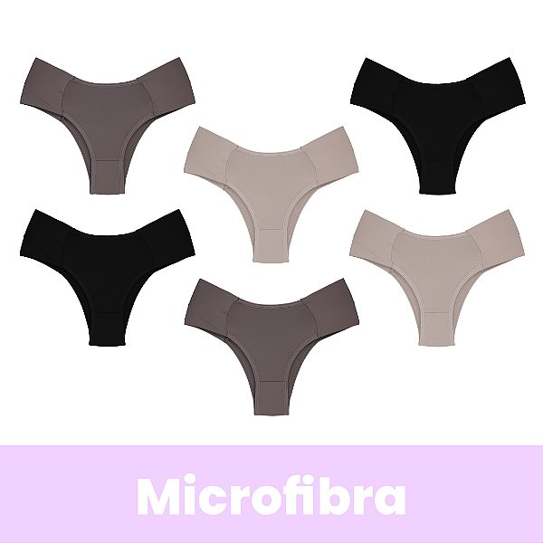 Kit com 6 Calcinhas Lateral Bombom de Microfibra com elastano LYCRA®