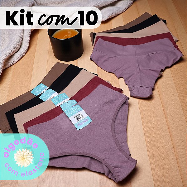 Kit com 10 Calcinhas Sofia Fio Duplo no Bumbum