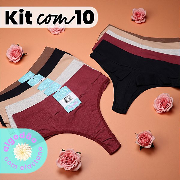 Kit com 10 Tangas Fio Dental Sarah