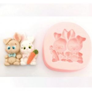 Molde Silicone Casal de Coelhos- Páscoa