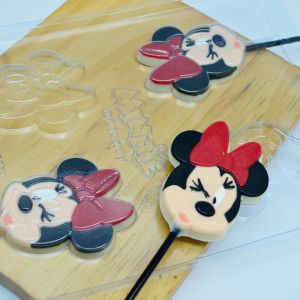 Forma Plaquinha de Chocolate Pirulito Rosto Minnie (12049)  BWB