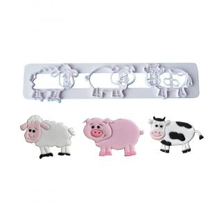Cortador 3D Animais Fazenda (Vaca, Porco e Ovelha)