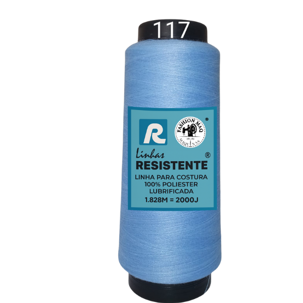 Linha de Costura Cor 117 Anil 2000J (1.828m) Gramatura 120 Tex 27 Marca Resistente 100% Poliéster