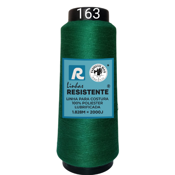 Linha de Costura Cor 163 Palmeira 2000J (1.828m) Gramatura 120 Tex 27 Marca Resistente 100% Poliéster