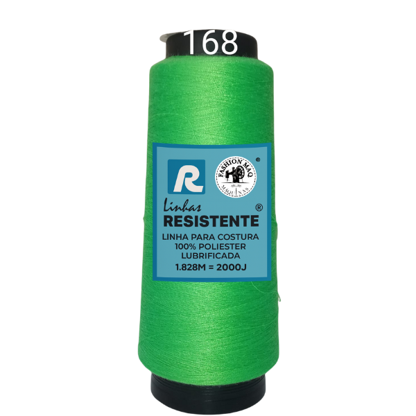 Linha de Costura Cor 168 Folha 2000J (1.828m) Gramatura 120 Tex 27 Marca Resistente 100% Poliéster