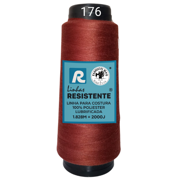 Linha de Costura Cor 176 Terra 2000J (1.828m) Gramatura 120 Tex 27 Marca Resistente 100% Poliéster