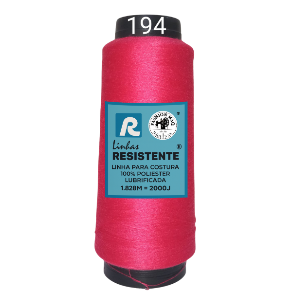 Linha de Costura Cor 194 Groselha 2000J (1.828m) Gramatura 120 Tex 27 Marca Resistente 100% Poliéster