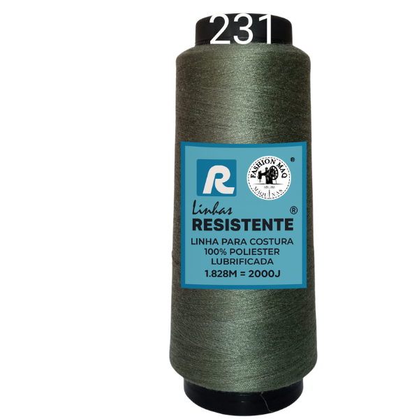 Linha de Costura Cor 231 Exército 2000J (1.828m) Gramatura 120 Tex 27 Marca Resistente 100% Poliéster