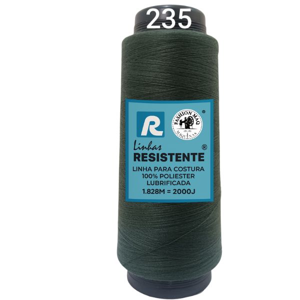 Linha de Costura Cor 235 Floresta 2000J (1.828m) Gramatura 120 Tex 27 Marca Resistente 100% Poliéster
