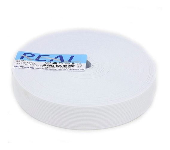 ELASTICO CHATO REFORÇADO BRANCO 25MM ROLO C/ 25M