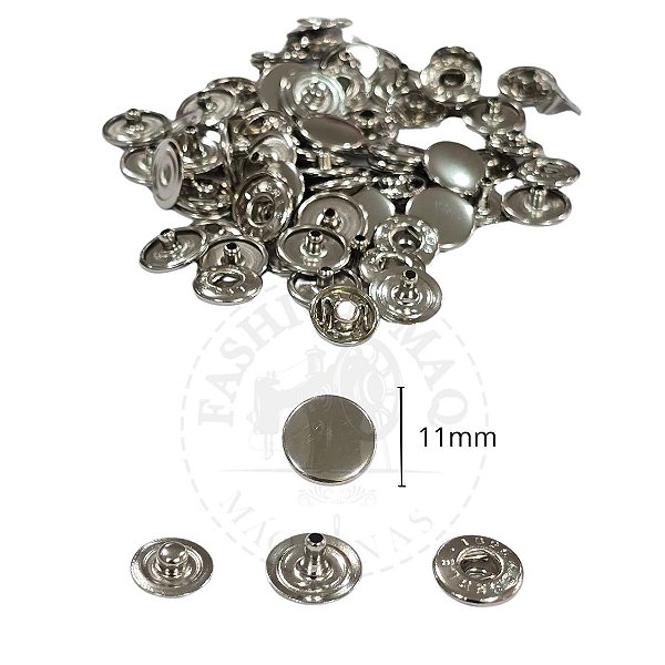 Botão Colchete de Pressão Nº11 Niquel 11mm com 50 unidades