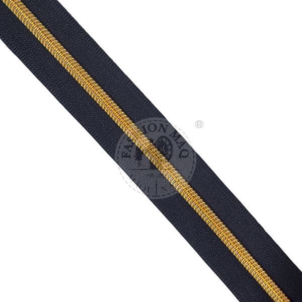 Zíper N5 Nylon Dourado C/ Preto