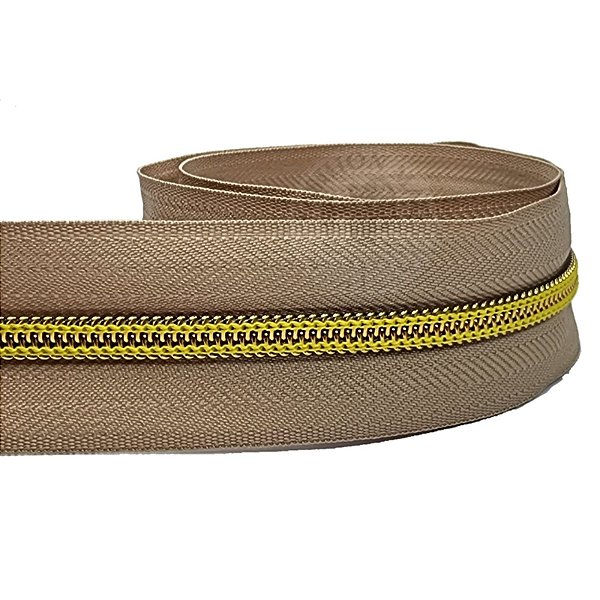 Zíper N5 Nylon Dourado C/ Bege