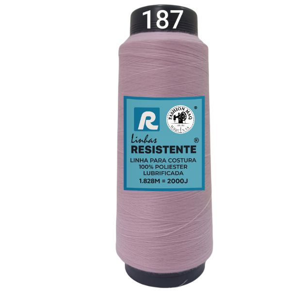 Linha de Costura Cor 187 Chantilly 2000J (1.828m) Gramatura 120 Tex 27 Marca Resistente 100% Poliéster