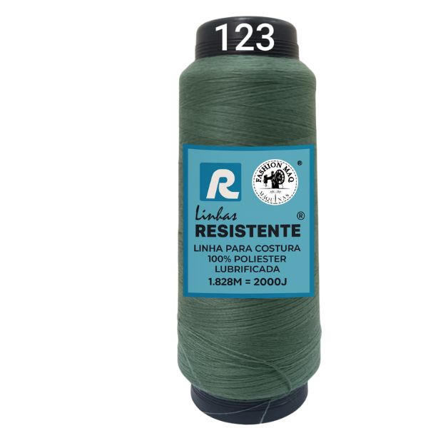 Linha de Costura Cor 123 Selva 2000J (1.828m) Gramatura 120 Tex 27 Marca Resistente 100% Poliéster