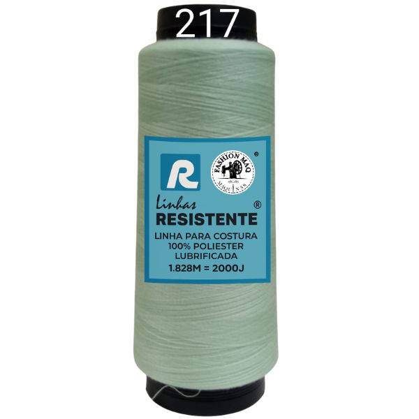 Linha de Costura Cor 217 Aquário 2000J (1.828m) Gramatura 120 Tex 27 Marca Resistente 100% Poliéster