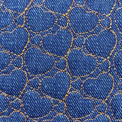 Jeans Matelassê Coração Caramelo 50cm x 1,40mt