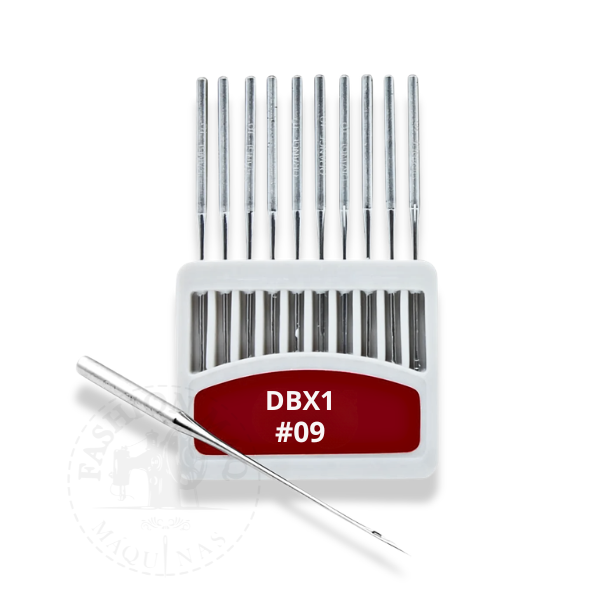 Agulha Orange DBX1 Nº09 Ponta Bola Reta Cabo Fino p/ Máquina Industrial - C/ 10un