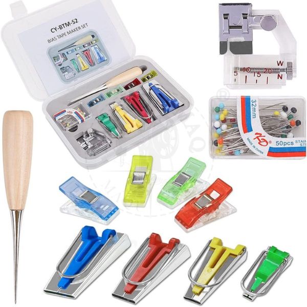 Faz Viés Conjunto C/ 4pçs + Clips + Sapata de viés + Alfinete CYBTMS2