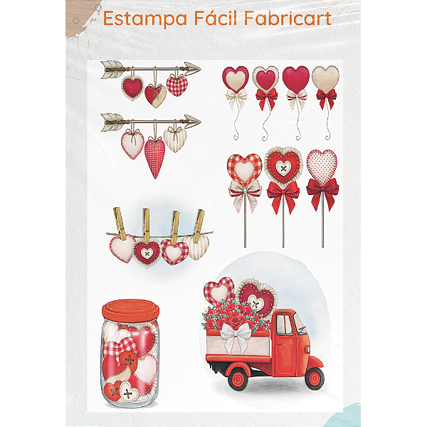 Estampa Fácil Fabricart Corações