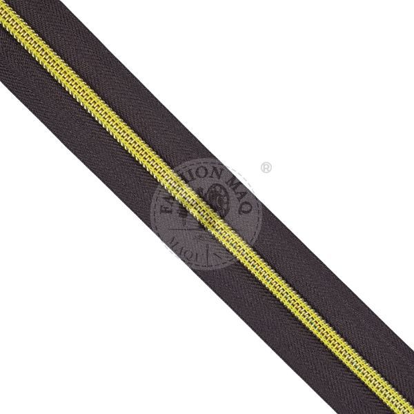 Zíper N5 Nylon Dourado C/ Café