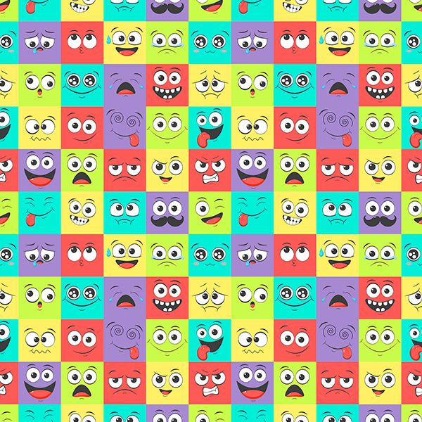 Tecido Avimor Digital Desenhos Emoções Cute