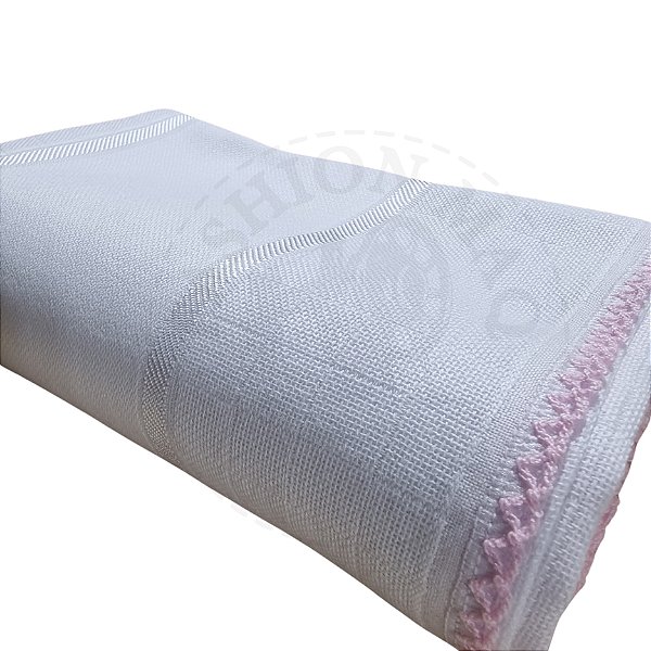 Fralda Mabber De Ombro 80X80 Estrela C/ Crochet Rosa Bebê
