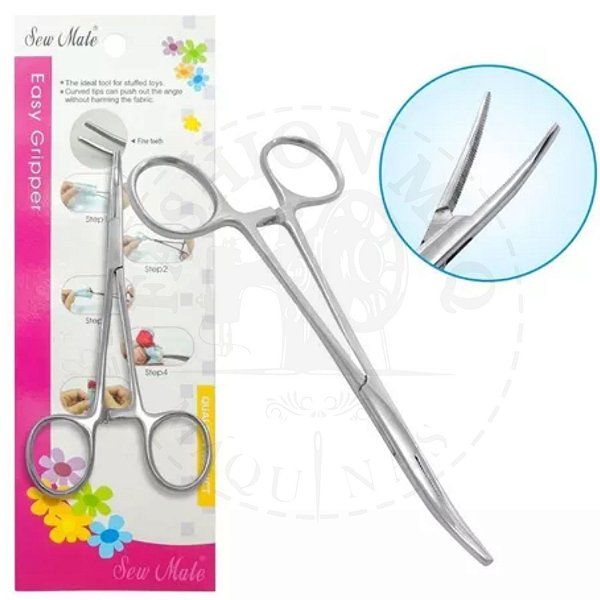 Pinça Ponta Fina Curva c/ Trava