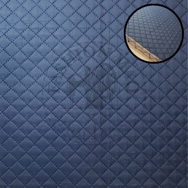 Nylon Matelassê Quadriculado Azul