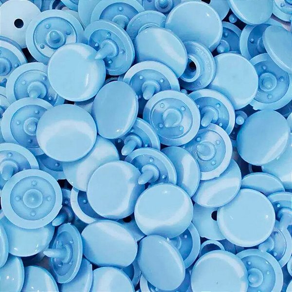 Botão Pressão Plástico 15 Azul Céu - 20 unidades