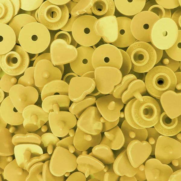 Botão Pressão Plástico 10 Amarelo de Coração - 20 unidades