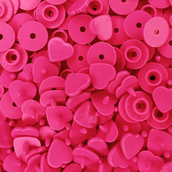 Botão Pressão Plástico 10 Pink de Coração - 20 unidades
