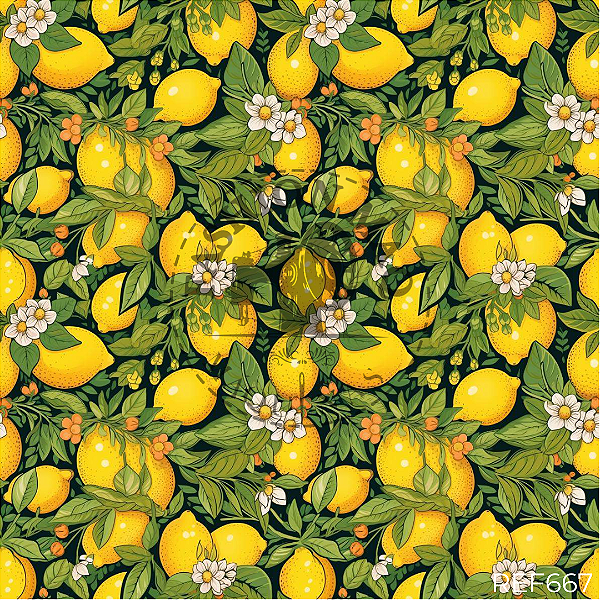 Tecido Tricoline Digital Fruta Limão